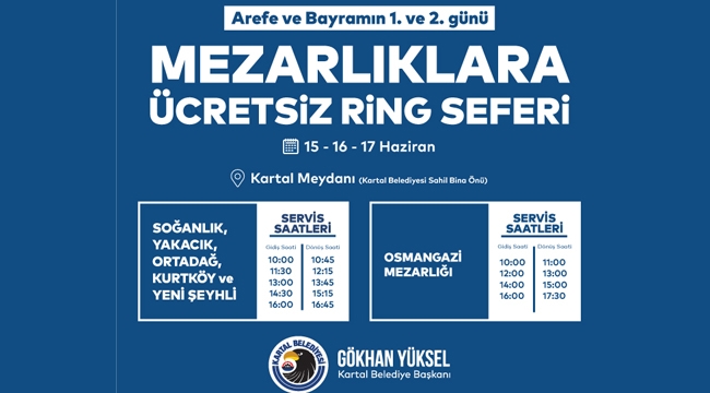 Kartal Belediyesi'nden Kurban Bayramı'nda Mezarlıklara Ücretsiz Ulaşım Hizmeti