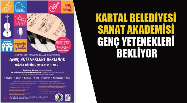 Kartal Belediyesi Sanat Akademisi Genç Yetenekleri Bekliyor